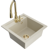 Mexen Vito évier en granite 1 bac avec robinet de cuisine Savita, beige - 6503-69-672601-50
