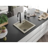Mexen Vito évier en granit 1 bac avec robinet de cuisine Savita, beige - 6503-69-672601-70