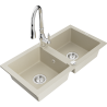 Mexen Mario évier en granit 2 bacs avec robinet de cuisine Savita, beige - 6504-69-672601-00