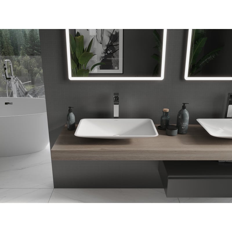 Mexen Esper lavabo à poser en conglomérat 60 x 38 cm, blanc - 23036001