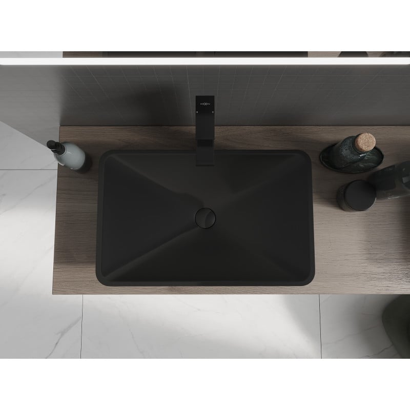 Mexen Esper lavabo de comptoir en conglomérat 60 x 38 cm, noir - 23036071
