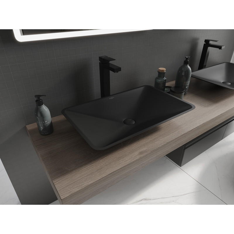 Mexen Esper lavabo de comptoir en composite 60 x 38 cm, noir - 23036071