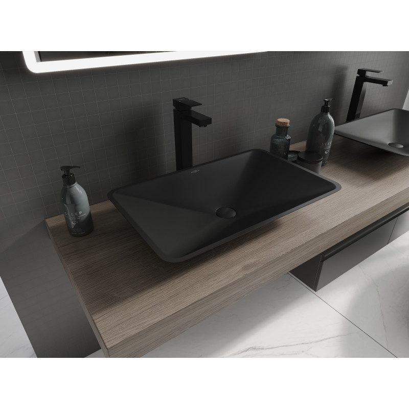 Mexen Esper lavabo de comptoir en conglomérat 60 x 38 cm, noir - 23036071