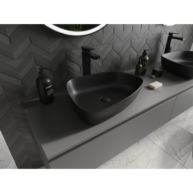 Mexen Ono lavabo à poser en conglomérat 51 x 39 cm, noir - 23045171