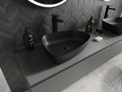 Mexen Ono lavabo de comptoir en conglomérat 51 x 39 cm, Noir - 23045171