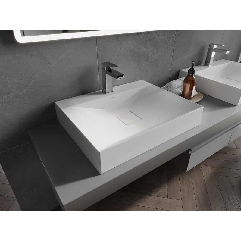 Mexen Poli lavabo à poser en conglomérat 1/O 60 x 48 cm, blanc - 23026001