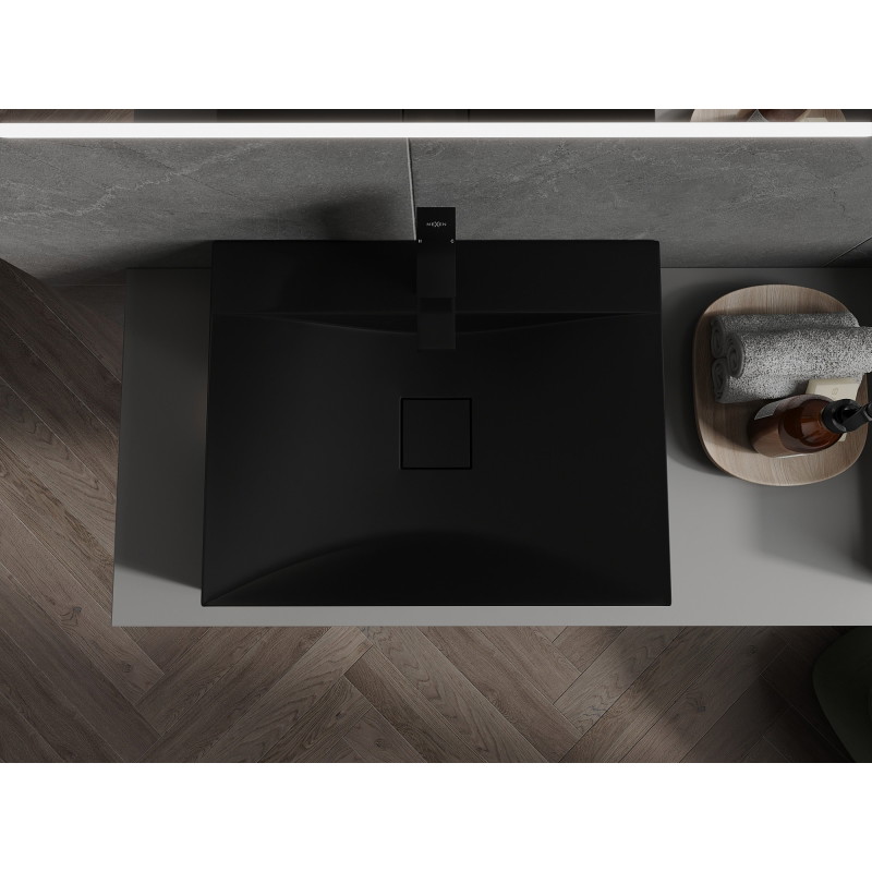 Mexen Poli lavabo à poser en composite 1/O 60 x 48 cm, noir - 23026071