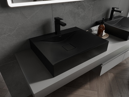 Mexen Poli lavabo à poser en composite 1/O 60 x 48 cm, noir - 23026071