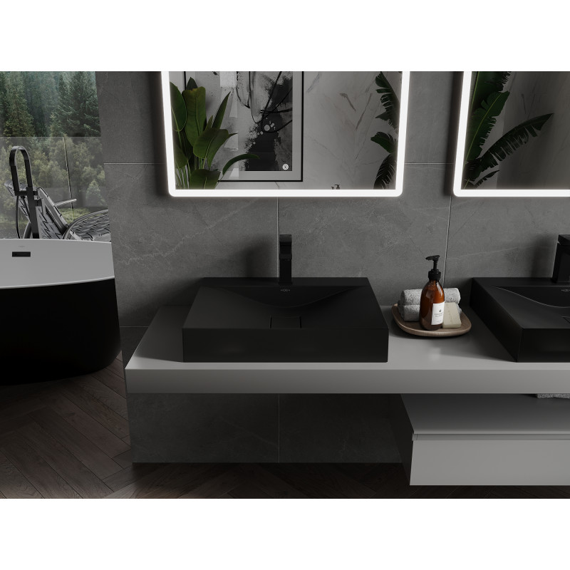 Mexen Poli lavabo à poser en conglomérat 1/O 60 x 48 cm, noir - 23026071