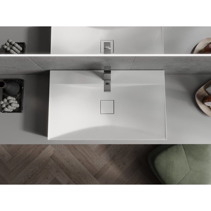 Mexen Poli lavabo à poser en conglomérat 1/O 80 x 48 cm, blanc - 23028001