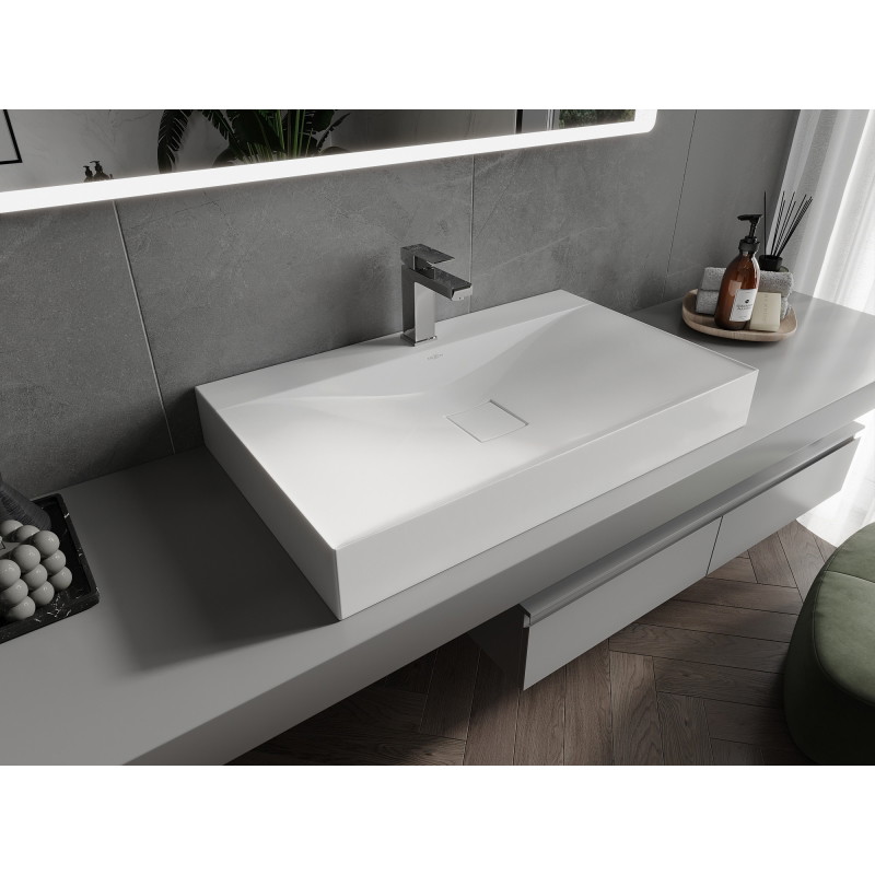 Mexen Poli lavabo à poser en composite 1/O 80 x 48 cm, blanc - 23028001