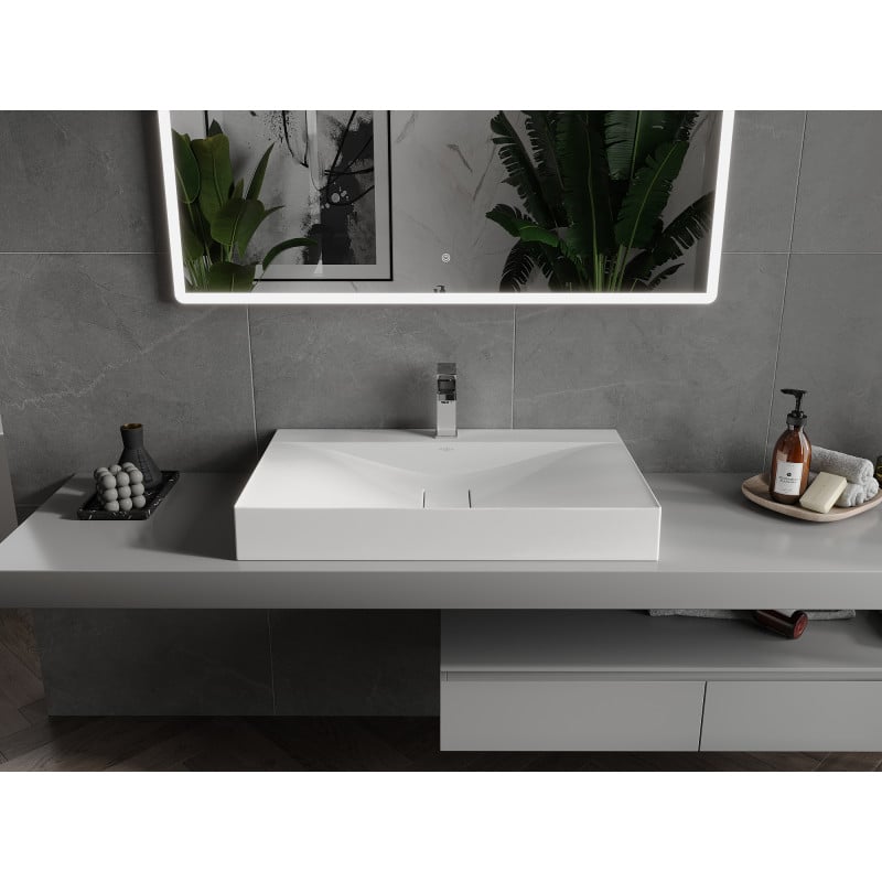 Mexen Poli lavabo à poser en conglomérat 1/O 80 x 48 cm, blanc - 23028001