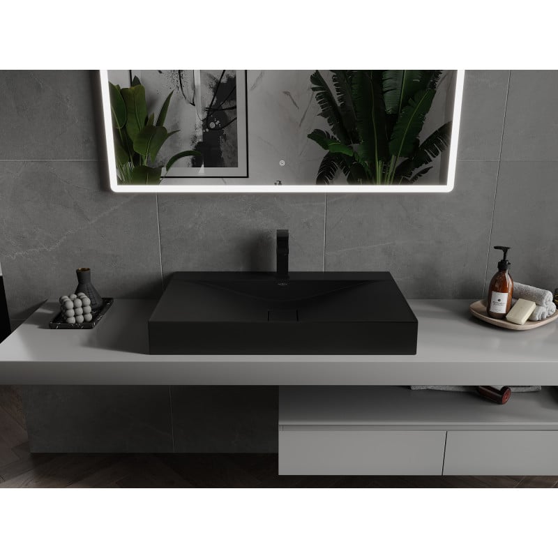 Mexen Poli lavabo de comptoir en conglomérat 1/O 80 x 48 cm, noir - 23028071