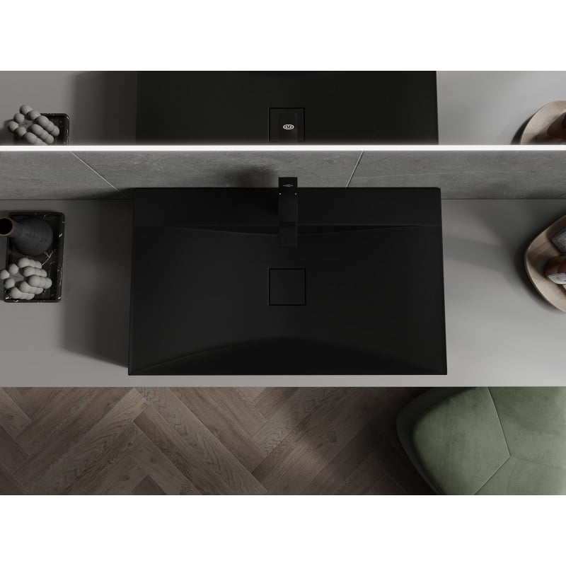 Mexen Poli lavabo de comptoir en conglomérat 1/O 80 x 48 cm, noir - 23028071