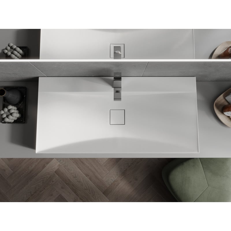 Mexen Poli lavabo à poser en conglomerat 1/O 100 x 48 cm, blanc - 23021001