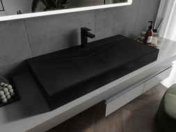 Mexen Poli lavabo de comptoir en conglomérat 1 trou 100 x 48 cm, Noir - 23021071