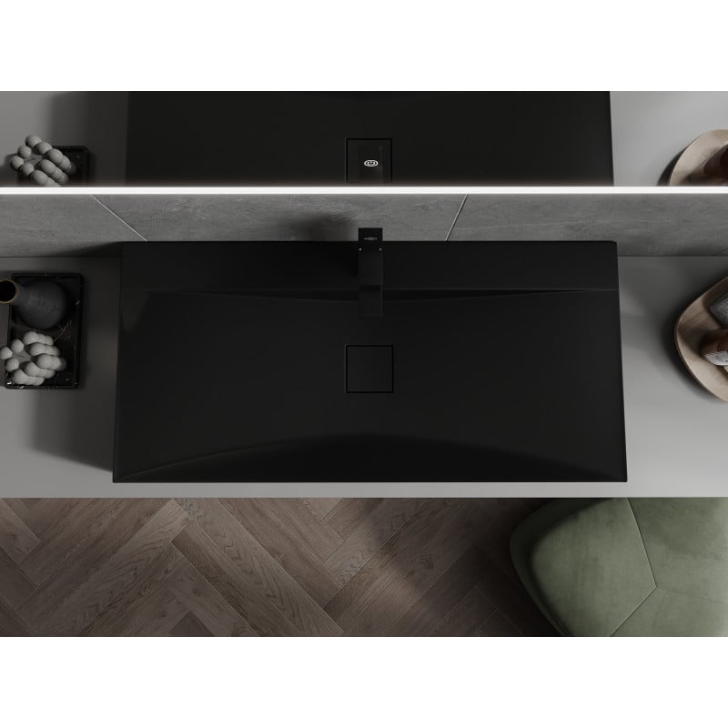Mexen Poli lavabo à poser en conglomérat 1/O 100 x 48 cm, noir - 23021071