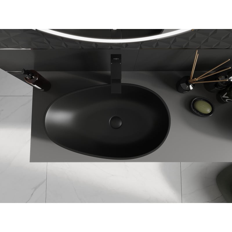 Mexen Nora lavabo à poser en conglomérat 60 x 36 cm, noir - 23056071