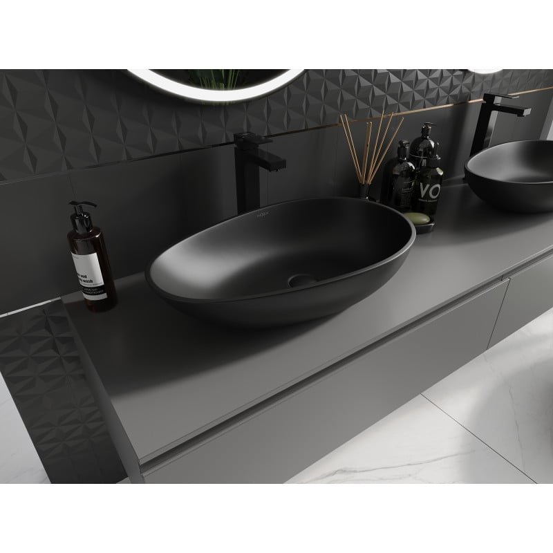 Mexen Nora lavabo à poser en conglomérat 60 x 36 cm, noir - 23056071