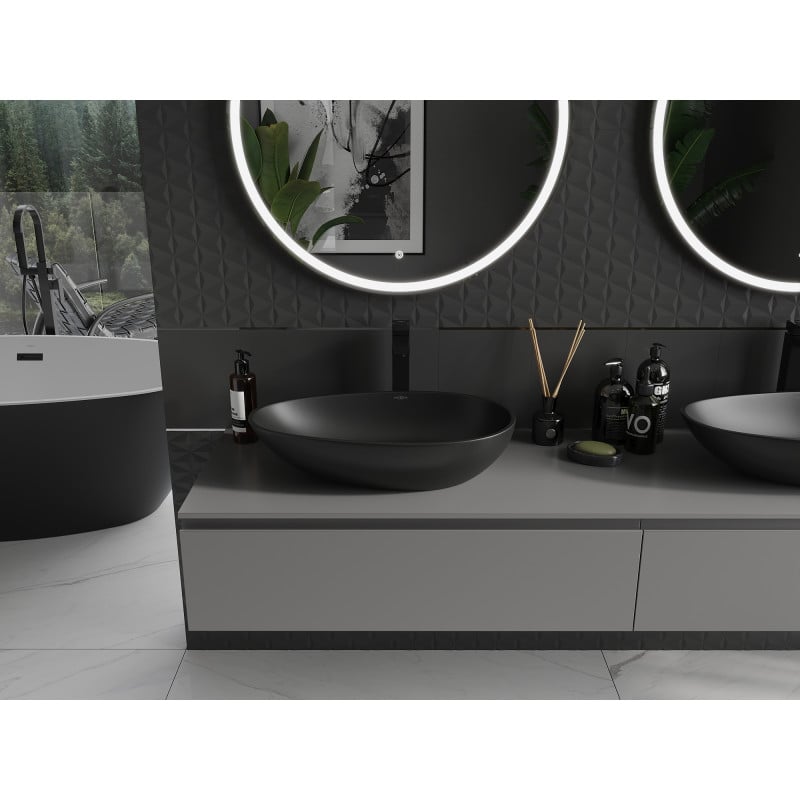 Mexen Nora lavabo à poser en conglomérat 60 x 36 cm, noir - 23056071