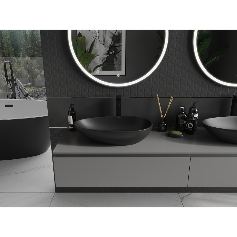 Mexen Nora lavabo de comptoir en conglomérat 60 x 36 cm, noir - 23056071