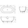 Mexen Rimini baignoire autoportante en composite 150 x 75 cm, noir mat - 57241507570