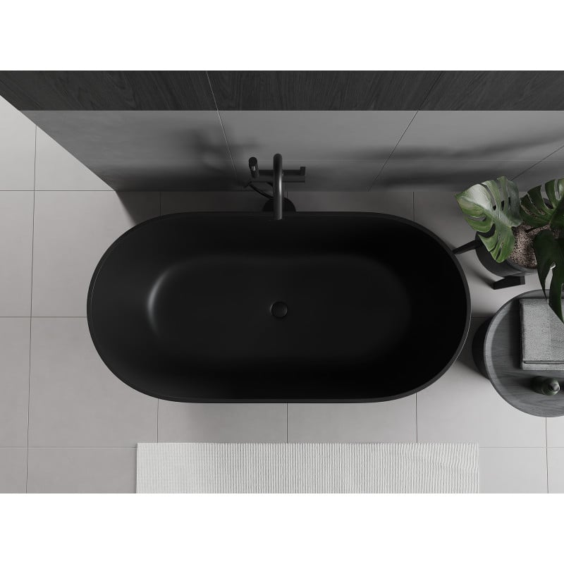 Mexen Rimini baignoire autoportante en conglomérat 150 x 75 cm, noir mat - 57241507570