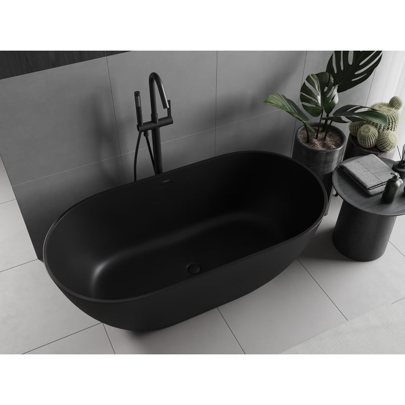 Mexen Rimini baignoire autoportante en conglomérat 150 x 75 cm, noir mat - 57241507570