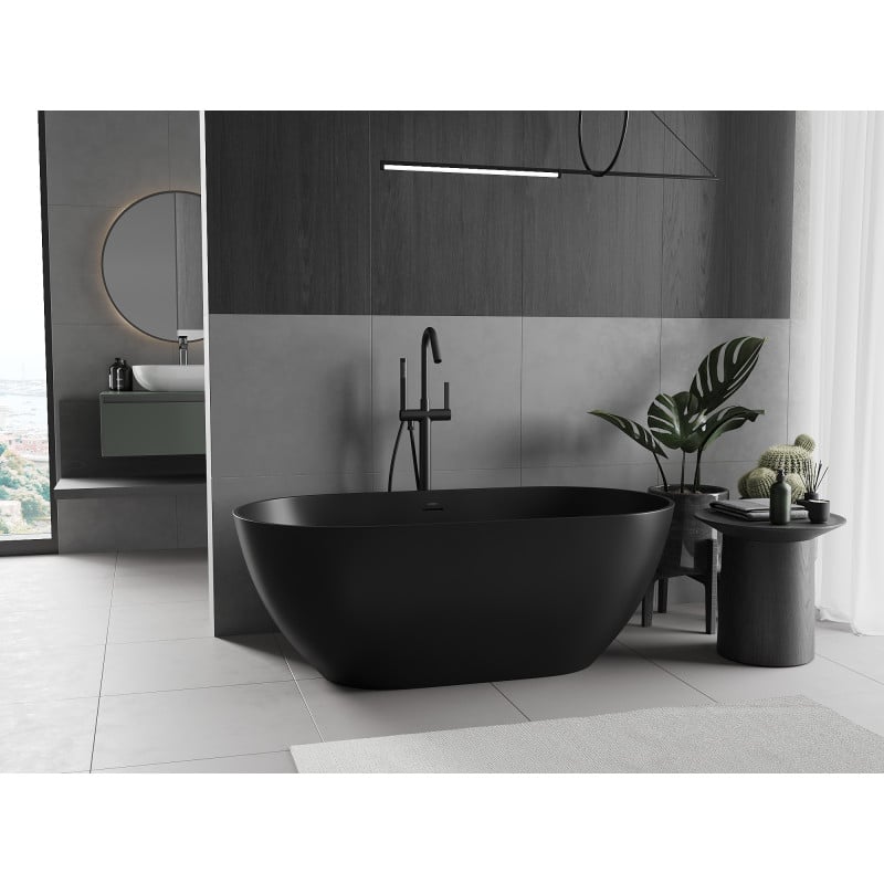 Mexen Rimini baignoire autoportante en conglomérat 150 x 75 cm, noir mat - 57241507570
