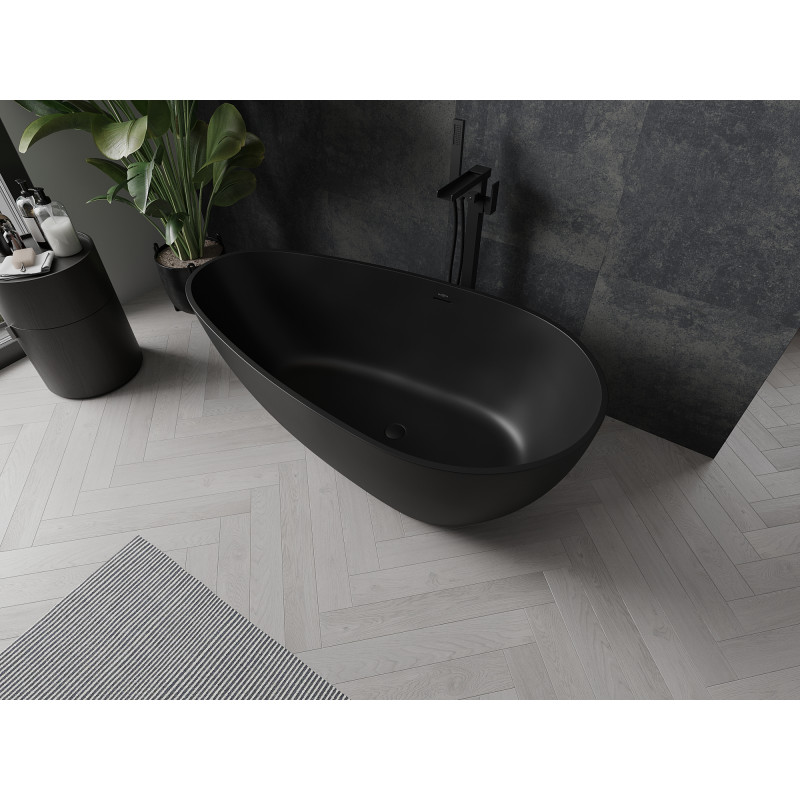 Mexen Palermo baignoire autoportante en conglomérat 150 x 78 cm, noir mat - 57211507870