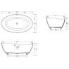 Mexen Parma baignoire autonome en conglomérat 160 x 95 cm, Noir mat - 57231609570
