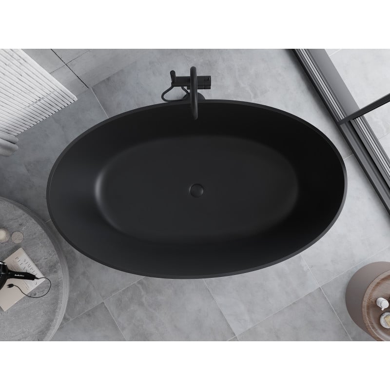 Mexen Parma baignoire autoportante en conglomérat 160 x 95 cm, noir mat - 57231609570