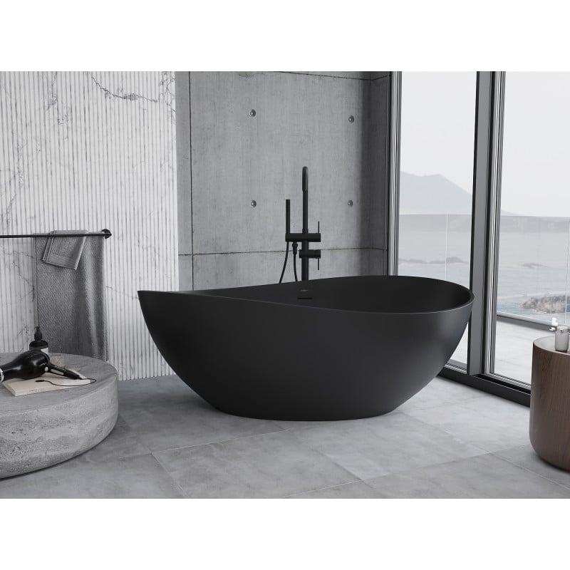 Mexen Parma baignoire autoportante en conglomérat 160 x 95 cm, noir mat - 57231609570