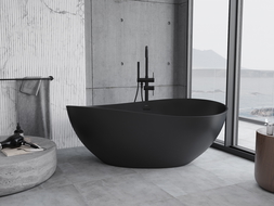 Mexen Parma baignoire autonome en conglomérat 160 x 95 cm, Noir mat - 57231609570