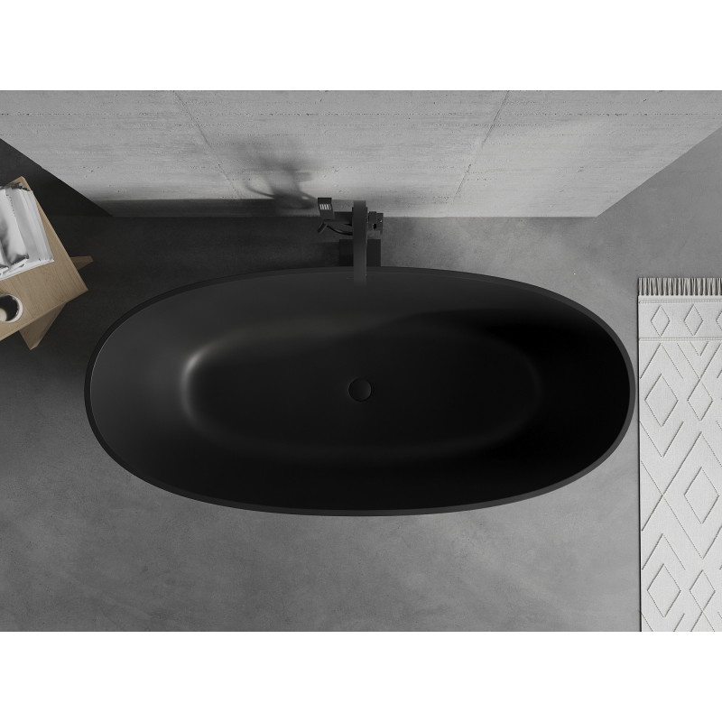 Mexen Bari baignoire autoportante en conglomérat 165 x 75 cm, noir mat - 57221657570