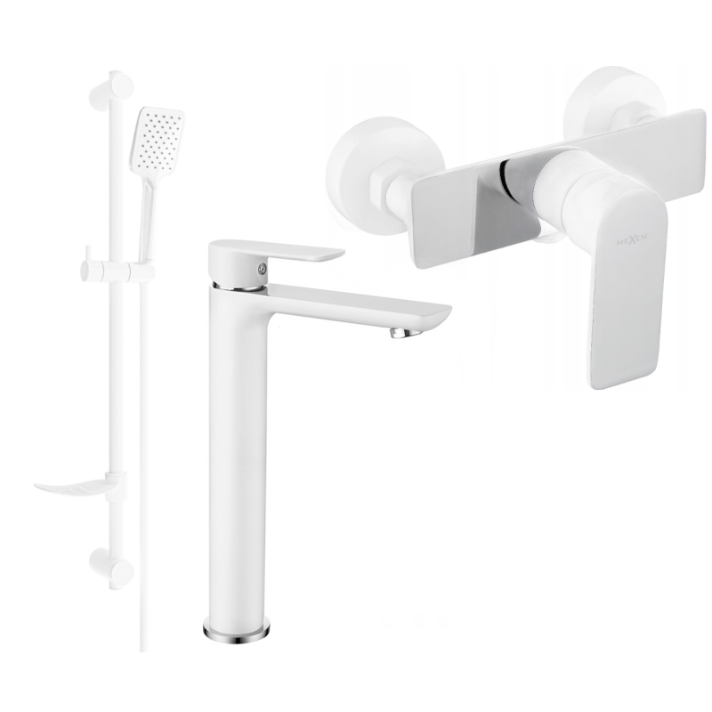 Mexen Alfa Ensemble de douche DF62, blanc/chrome - 745714DF62-02