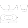 Mexen Bari baignoire autonome en conglomérat 165 x 75 cm, Blanc mat - 57221657500