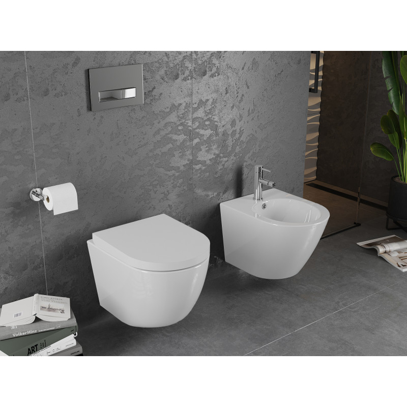 Mexen Lena cuvette WC sans rebord avec abattant à descente freinée, dure, duroplast, blanc brillant - 30220200