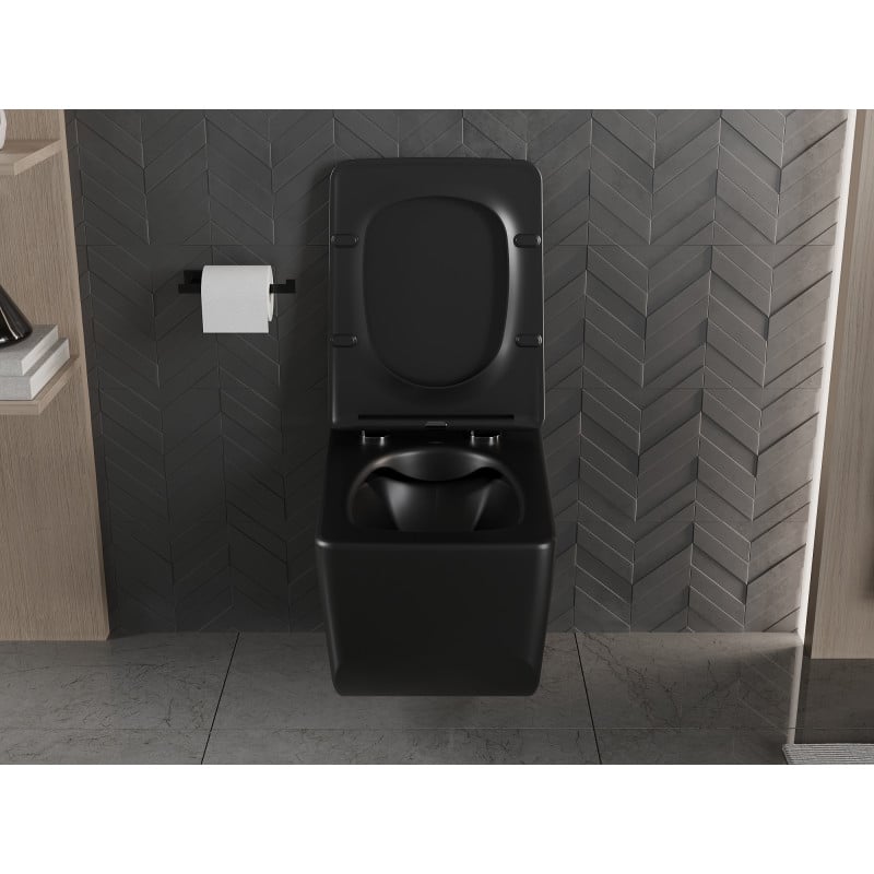 Mexen Vera cuvette WC sans rebord avec abattant à descente lente slim, duroplast, noir mat - 30164070