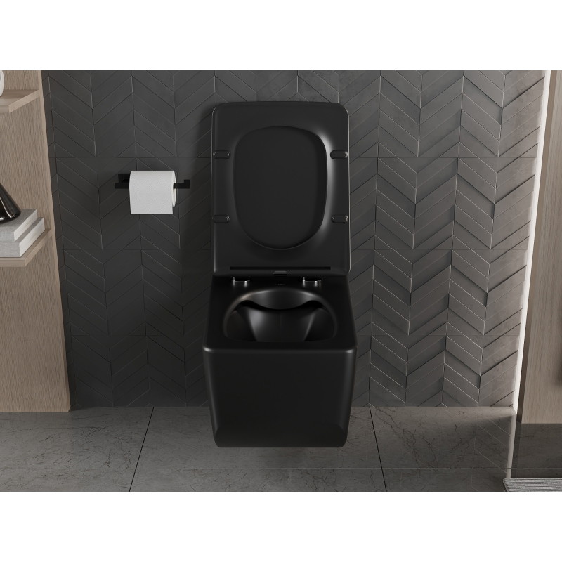 Mexen Vera cuvette WC sans rebord avec abattant à descente progressive slim, duroplast, noir mat - 30164070