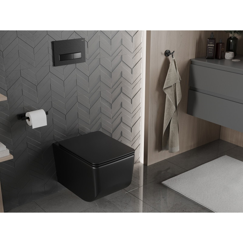 Mexen Vera cuvette WC sans rebord avec abattant à descente progressive slim, duroplast, noir mat - 30164070