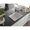 Mexen Pedro évier en granit 1 cuve 560 x 460 mm, blanc, siphon chromé - 6508561000-20