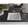 Mexen Pedro évier en granit 1 bac 560 x 460 mm, blanc, siphon doré - 6508561000-20-G