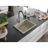 Mexen Pedro évier en granit 1 bac 560 x 460 mm, beige, siphon chromé - 6508561000-69