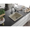 Mexen Pedro évier en granite à 1 bac 560 x 460 mm, beige, siphon noir - 6508561000-69-B
