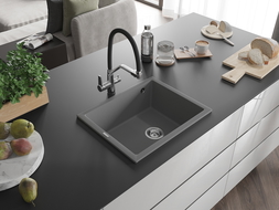 Mexen Pedro évier en granit à 1 cuve 560 x 460 mm, Gris - 6508561000-71