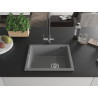 Mexen Pedro évier de cuisine en granit 1 bac 560 x 460 mm, gris, siphon chromé - 6508561000-71