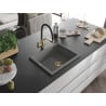 Mexen Pedro évier en granit 1 bac 560 x 460 mm, gris, siphon doré - 6508561000-71-G