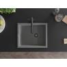 Mexen Pedro évier en granit 1 bac 560 x 460 mm, gris, siphon noir - 6508561000-71-B