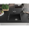 Mexen Pedro évier en granit 1 bac 560 x 460 mm, noir/métallisé argenté, siphon chromé - 6508561000-73